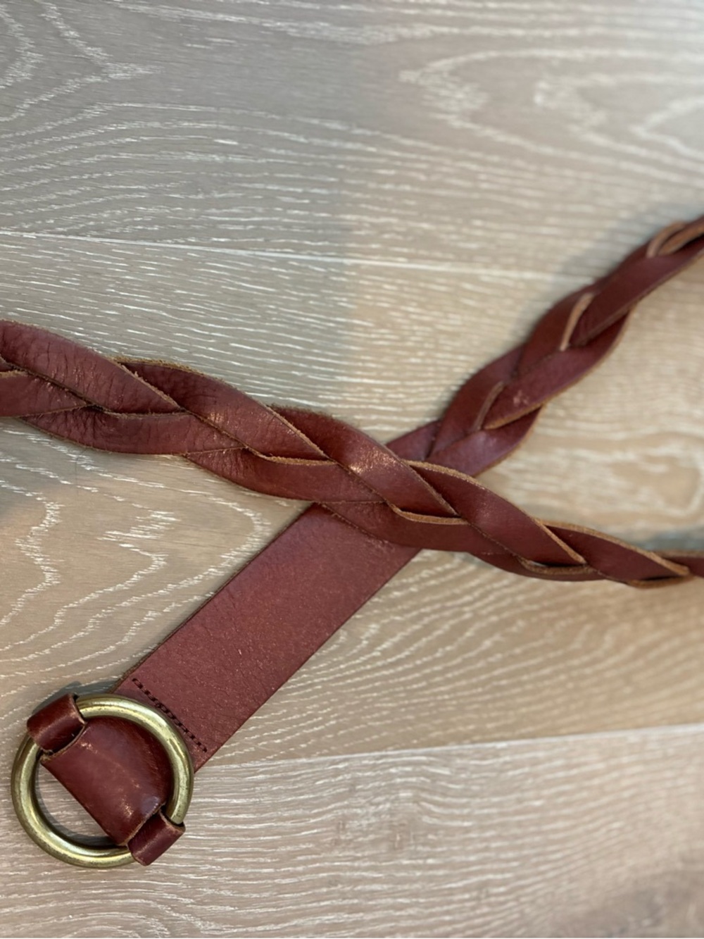 Fossil Brown Leather Wrap Belt with Brass Ring 210 - Picture 2 of 4